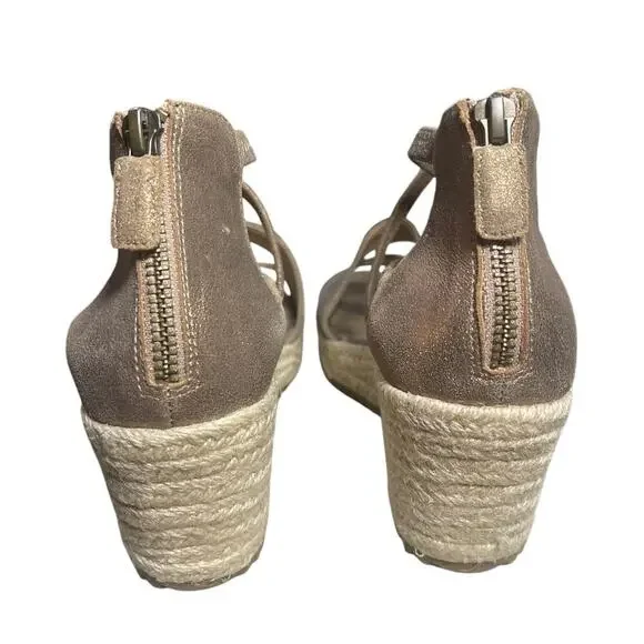 Eileen Fisher Metallic Leather Wanda Espadrille Wedge Sandal Women's Size 7 - Picture 3 of 7
